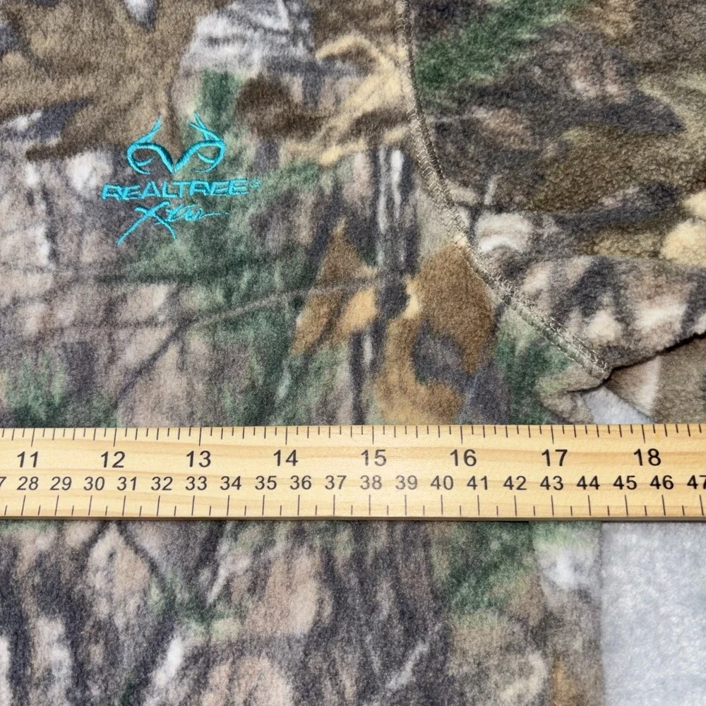 Realtree Xtra Fleece Jacket Women's Sm Full Zip Camo Teal Trim Thumb Holes